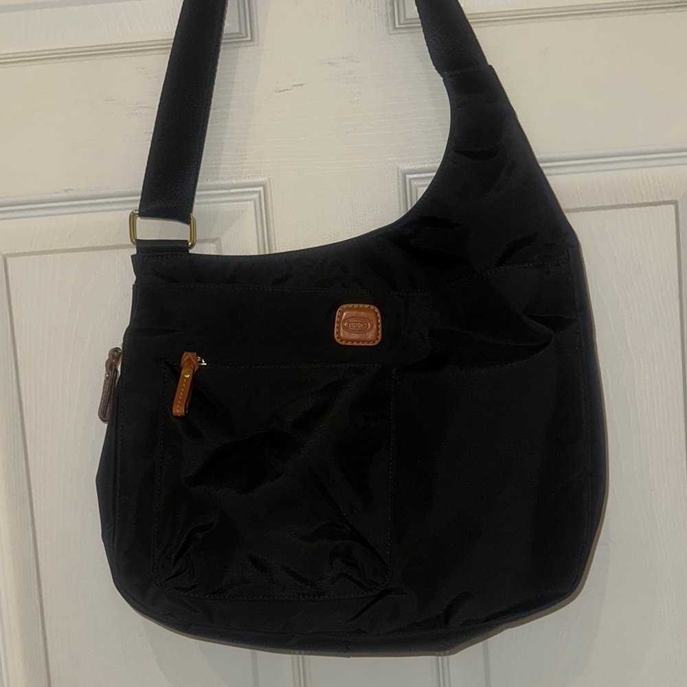 Bric's Black and Brown Crossbody Bag with Adjustable Strap